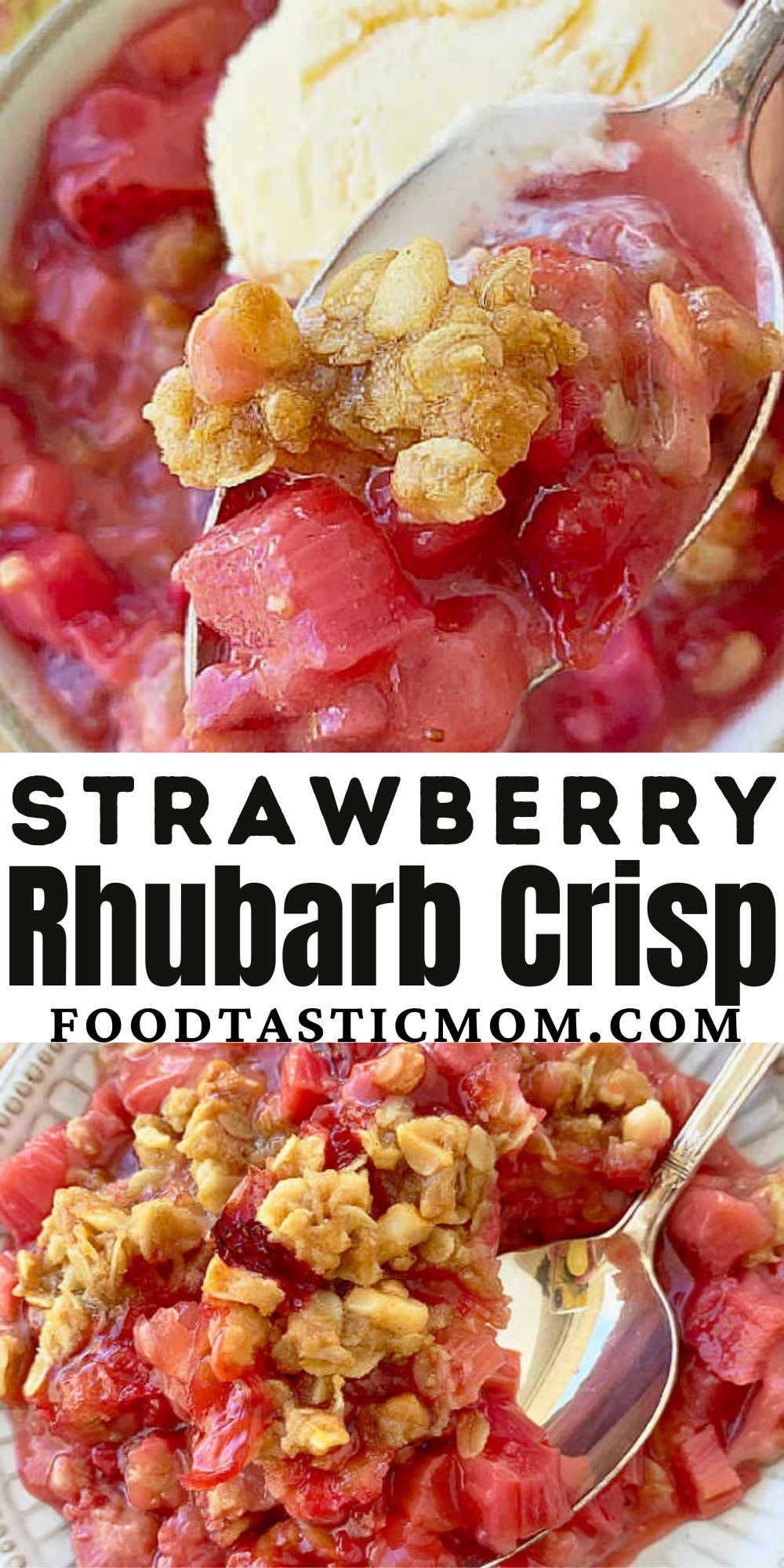 Sweet strawberries and tart rhubarb plus a buttery oat crumble topping equal this easy, old fashioned recipe for Strawberry Rhubarb Crisp. via @foodtasticmom
