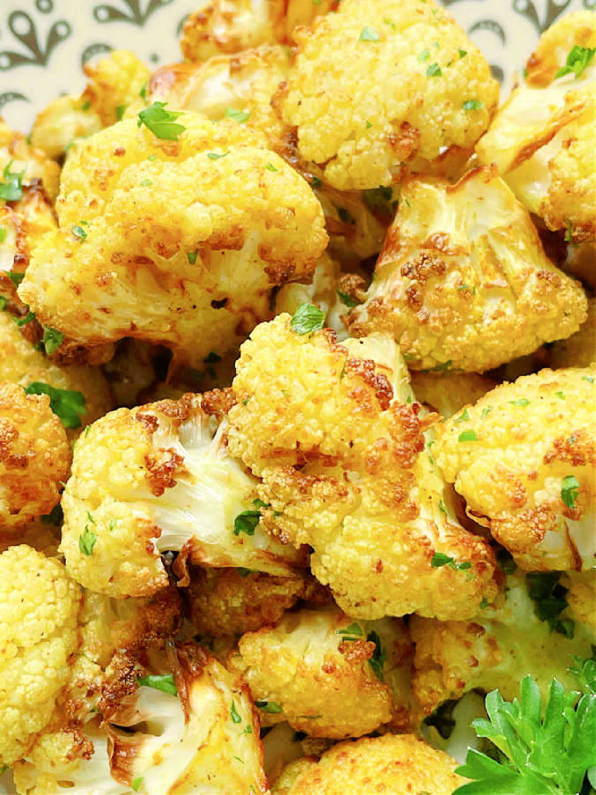 plated air fryer cauliflower