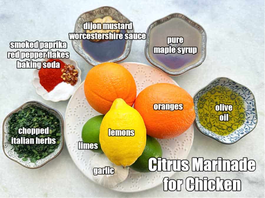 picture of ingredients needed for making citrus marinated chicken