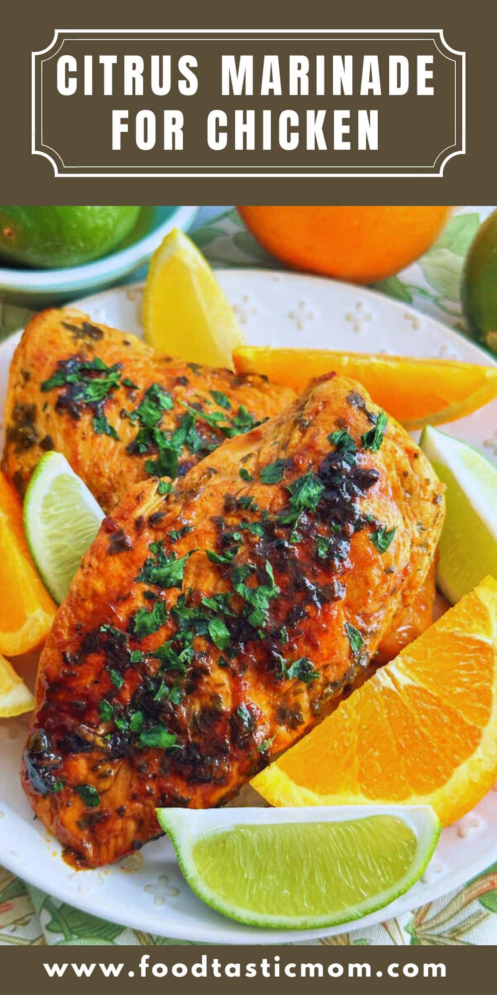 Simple ingredients combine to make the best citrus marinade for chicken, plus a secret ingredient for extra juicy boneless chicken breasts. via @foodtasticmom