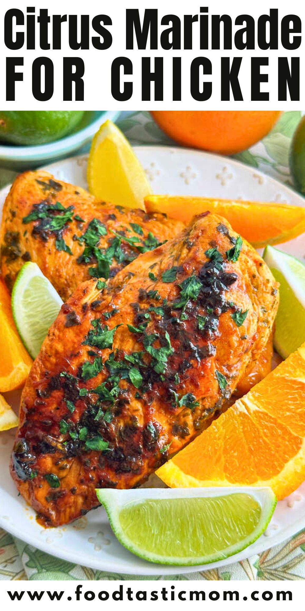 Simple ingredients combine to make the best citrus marinade for chicken, plus a secret ingredient for extra juicy boneless chicken breasts. via @foodtasticmom