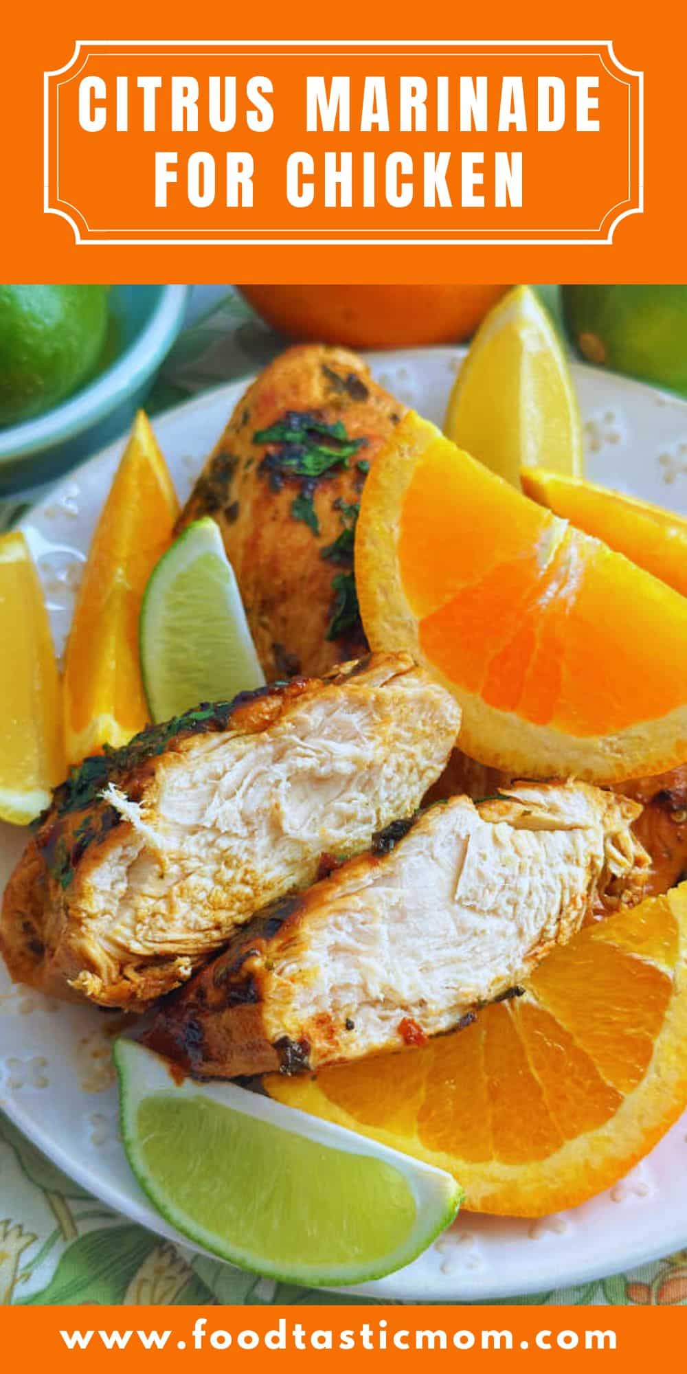 Simple ingredients combine to make the best citrus marinade for chicken, plus a secret ingredient for extra juicy boneless chicken breasts. via @foodtasticmom