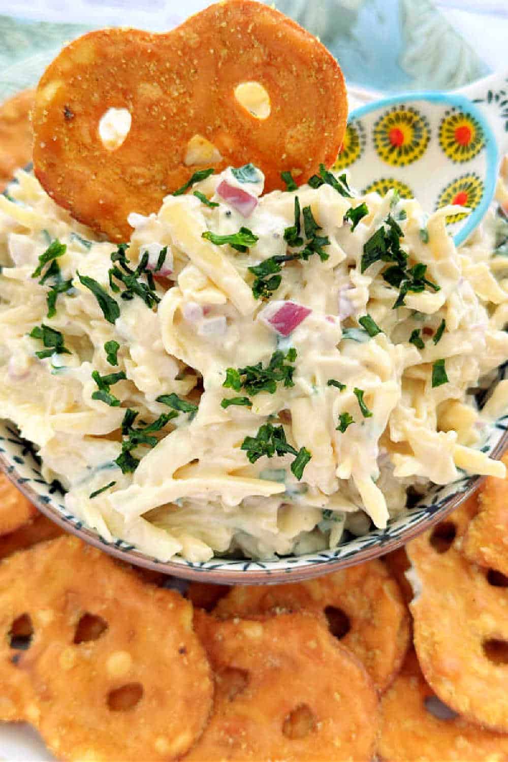 My delicious Jarlsberg cheese dip recipe takes just a few minutes to make and tastes amazing with honey mustard and onion pretzel crisps! via @foodtasticmom