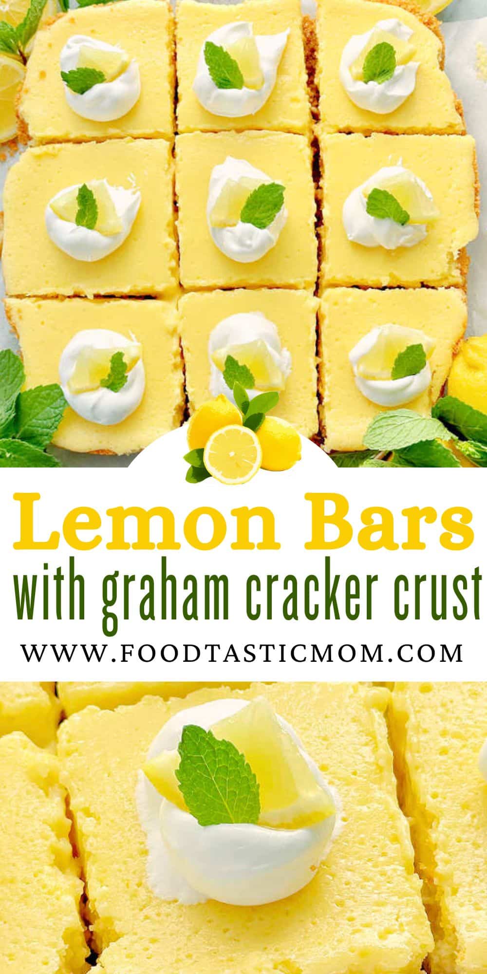 These 7 ingredient Lemon Bars with Graham Cracker Crust are a truly impressive dessert that take very little effort to make. via @foodtasticmom