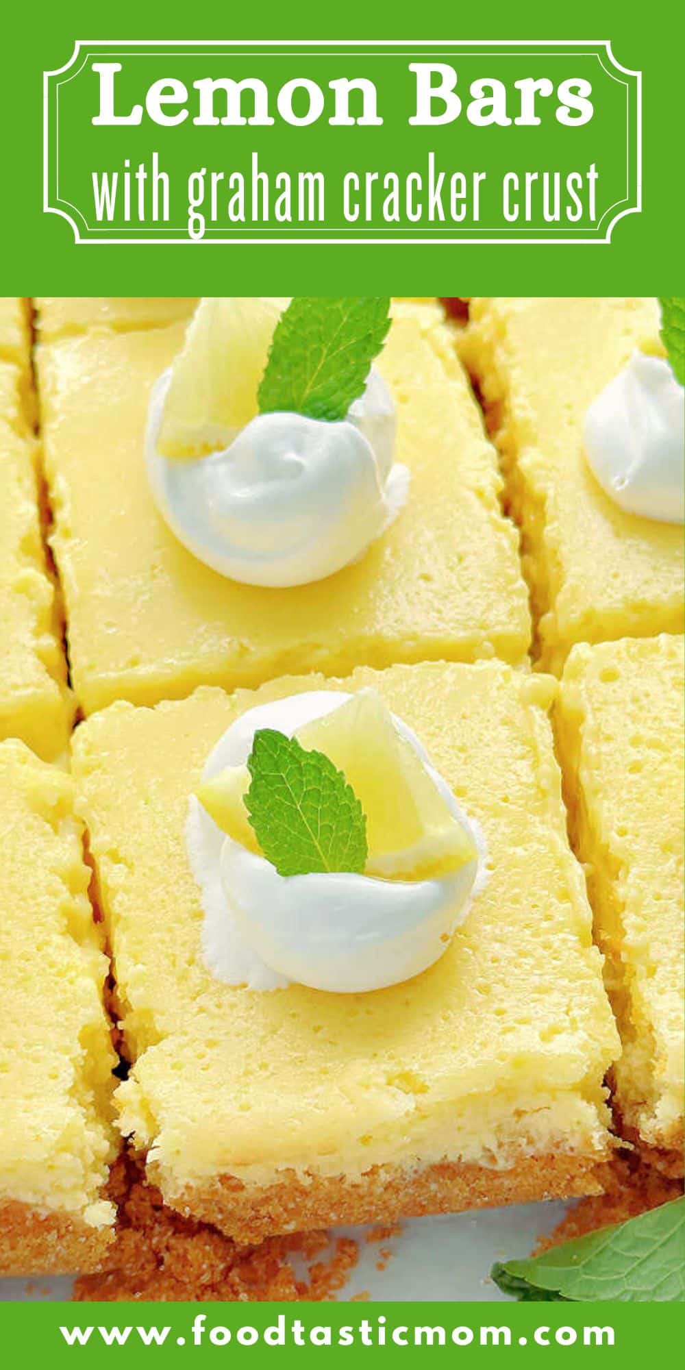 These 7 ingredient Lemon Bars with Graham Cracker Crust are a truly impressive dessert that take very little effort to make. via @foodtasticmom