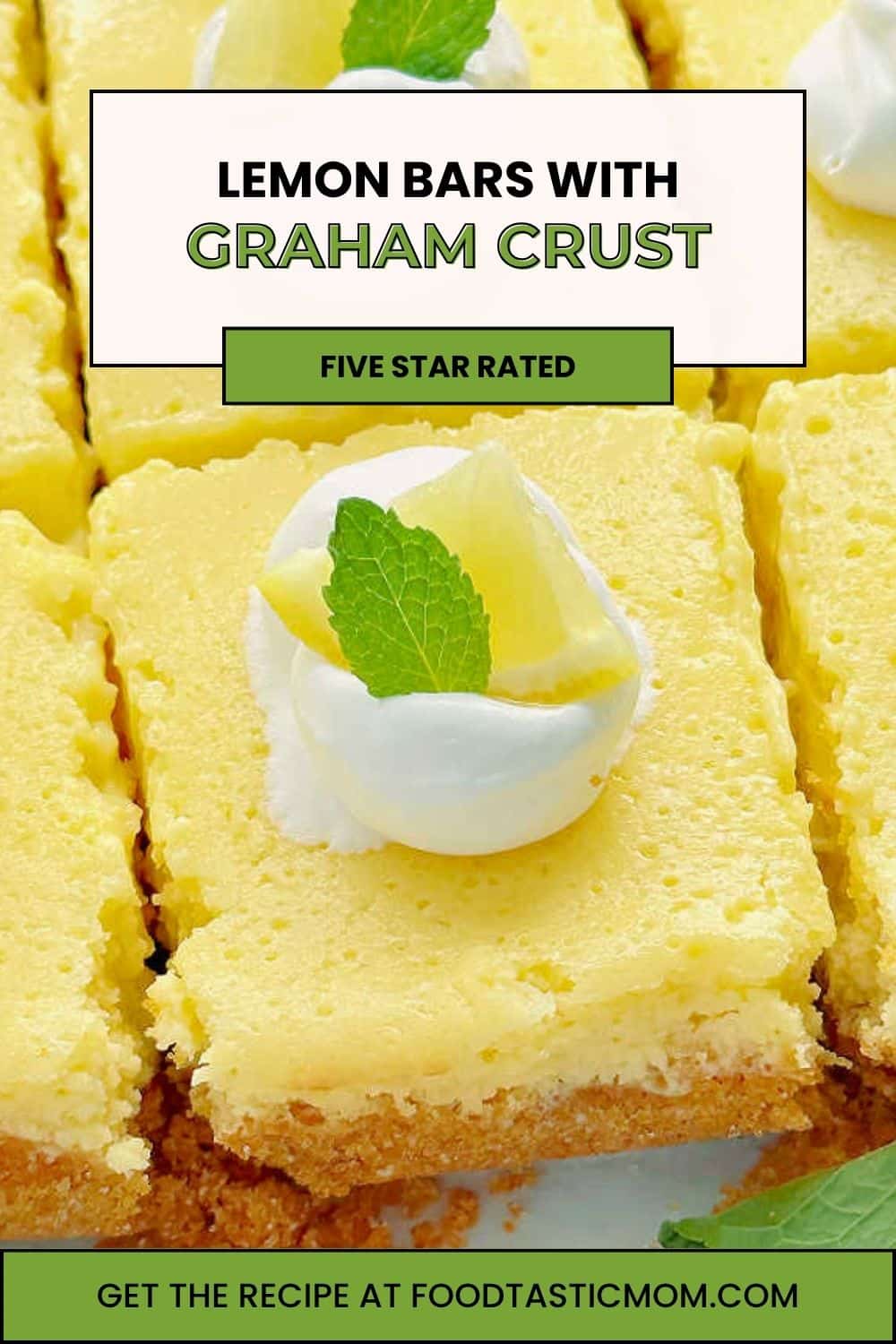 These 7 ingredient Lemon Bars with Graham Cracker Crust are a truly impressive dessert that take very little effort to make. via @foodtasticmom