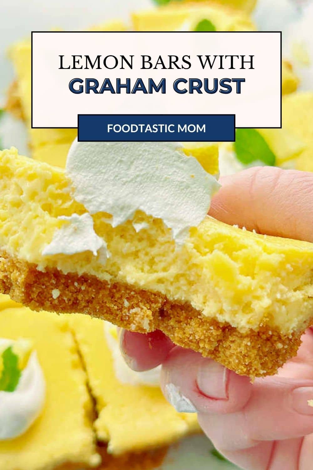 These 7 ingredient Lemon Bars with Graham Cracker Crust are a truly impressive dessert that take very little effort to make. via @foodtasticmom