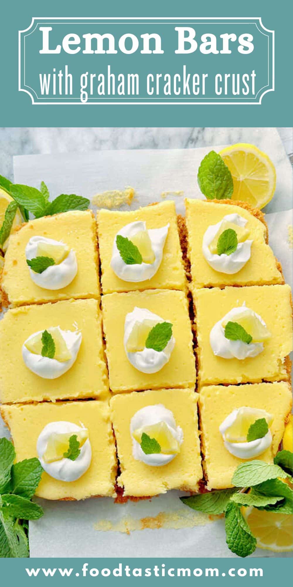 These 7 ingredient Lemon Bars with Graham Cracker Crust are a truly impressive dessert that take very little effort to make. via @foodtasticmom