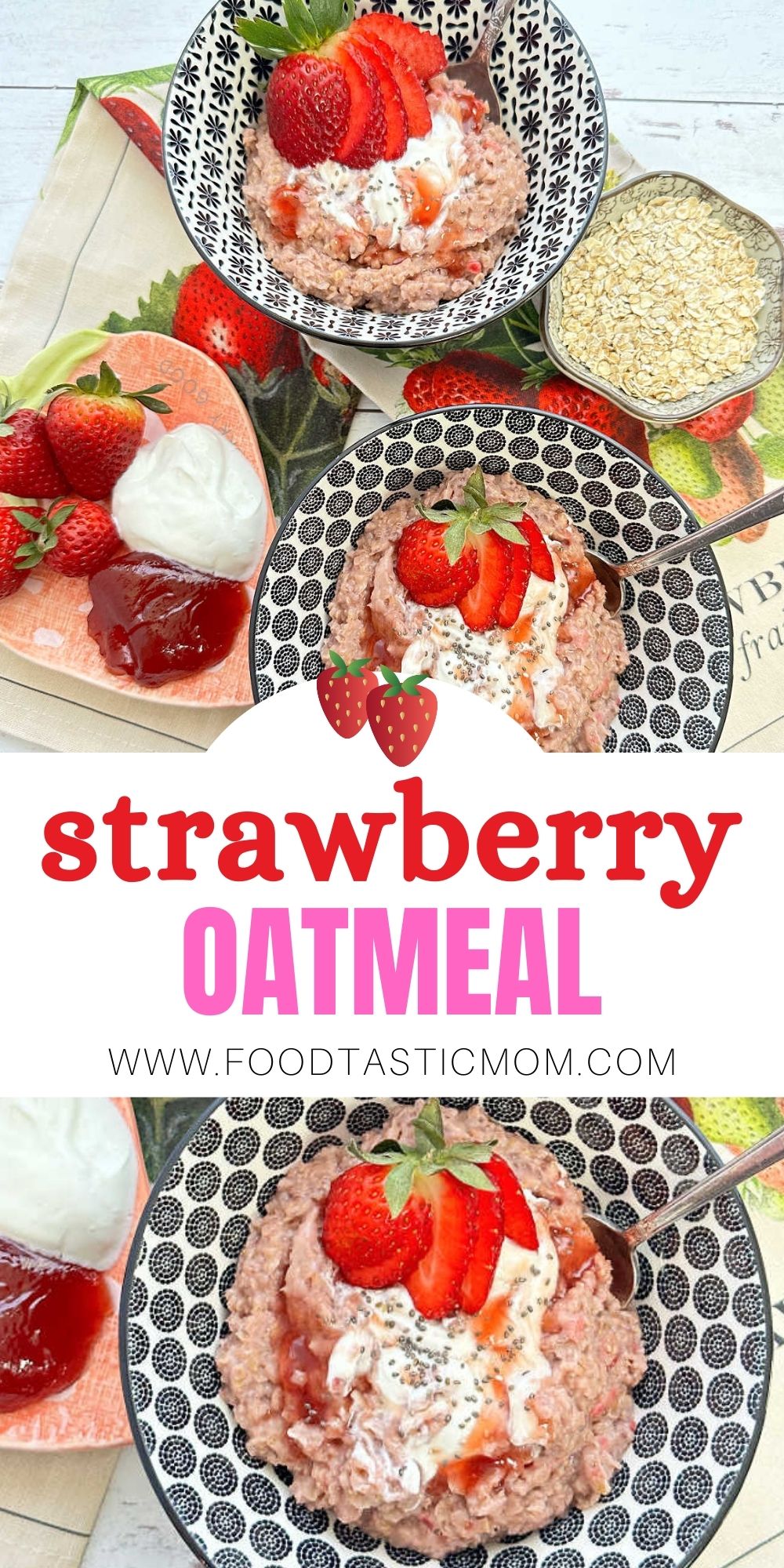 My easy strawberry oatmeal recipe with freeze-dried strawberries might become your new favorite way to enjoy a bowl of old fashioned oats. via @foodtasticmom