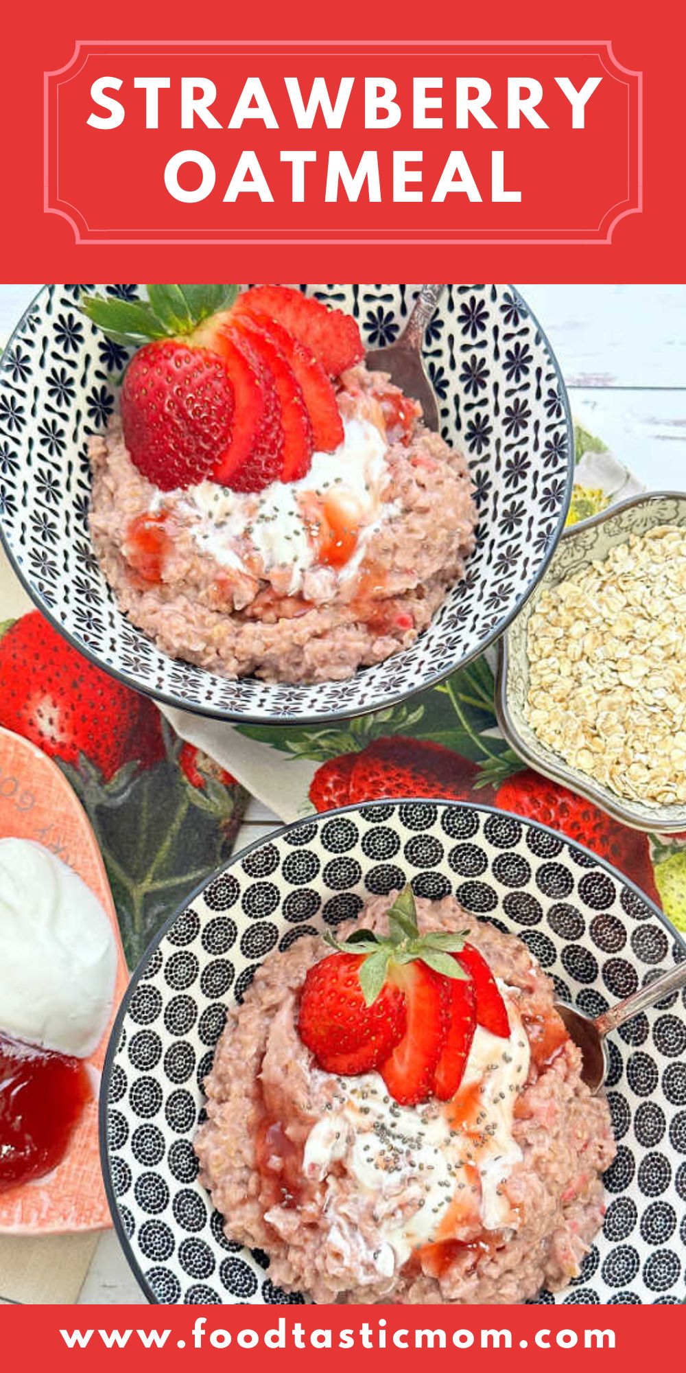 My easy strawberry oatmeal recipe with freeze-dried strawberries might become your new favorite way to enjoy a bowl of old fashioned oats. via @foodtasticmom