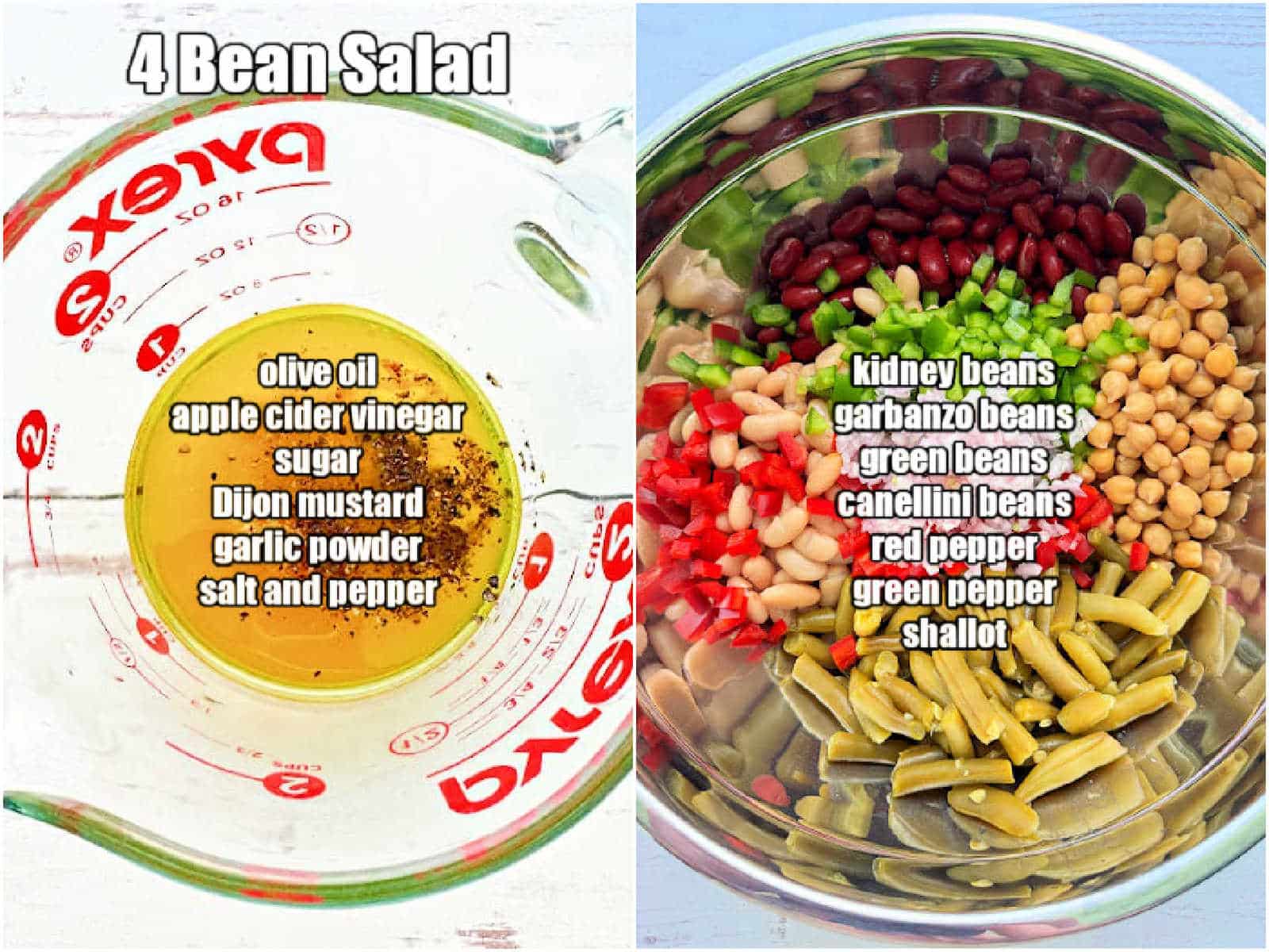picture of ingredients needed to make 4 bean salad