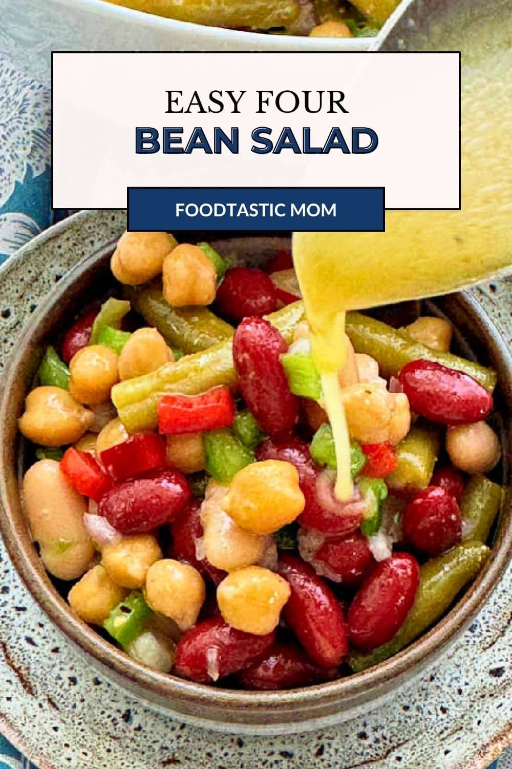 4 Bean Salad is a nutritious salad that can be made ahead. Economical, packed with protein and fiber, it's a perfect side dish for picnics and potlucks. via @foodtasticmom