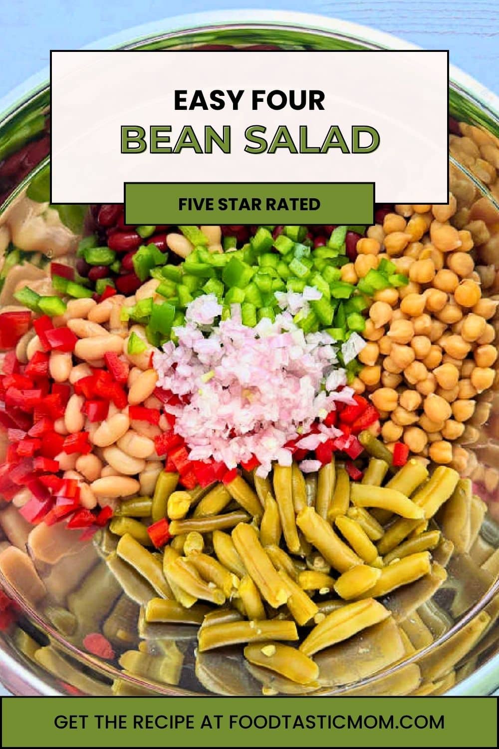 4 Bean Salad is a nutritious salad that can be made ahead. Economical, packed with protein and fiber, it's a perfect side dish for picnics and potlucks. via @foodtasticmom
