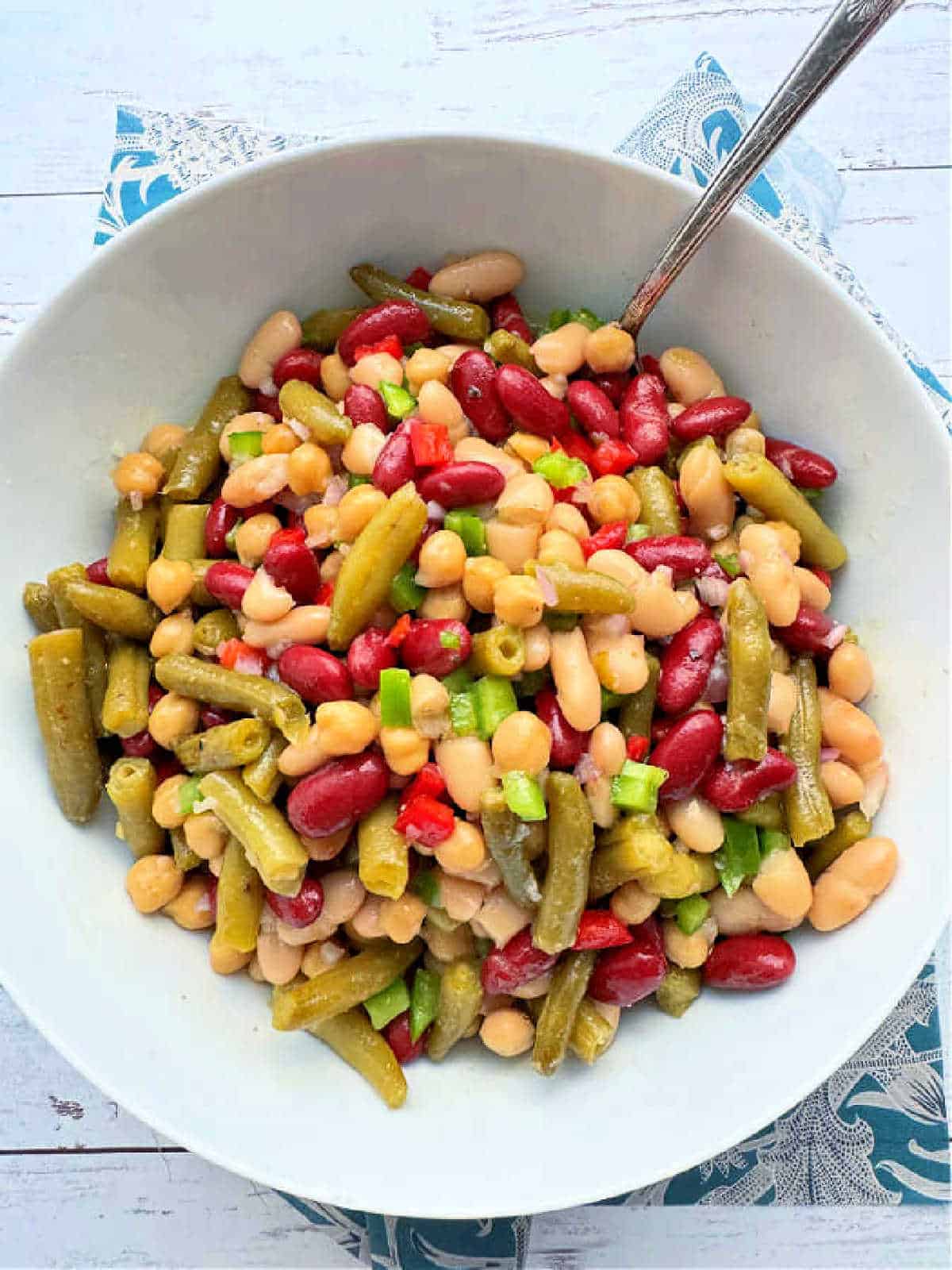 a bowlful of 4 bean salad, ready to serve