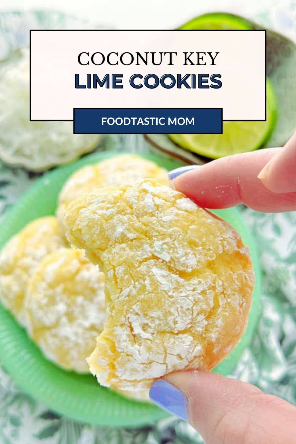 Coconut Key Lime Crinkle Cookies are bursting with key lime flavor with a hint of sweet coconut. Perfect for any time of year! via @foodtasticmom