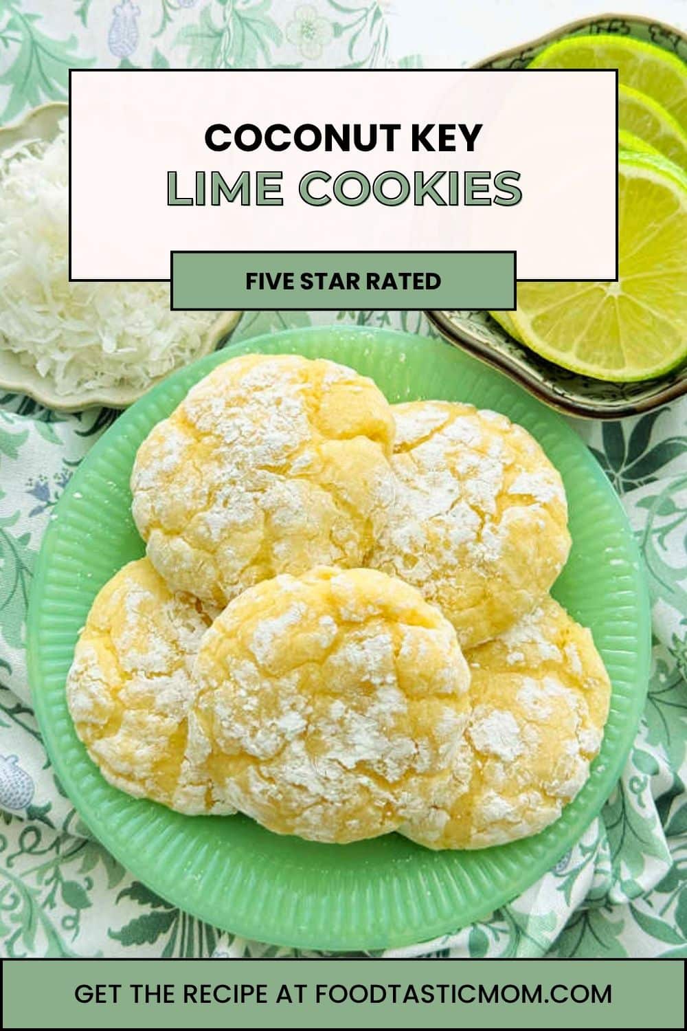Coconut Key Lime Crinkle Cookies are bursting with key lime flavor with a hint of sweet coconut. Perfect for any time of year! via @foodtasticmom