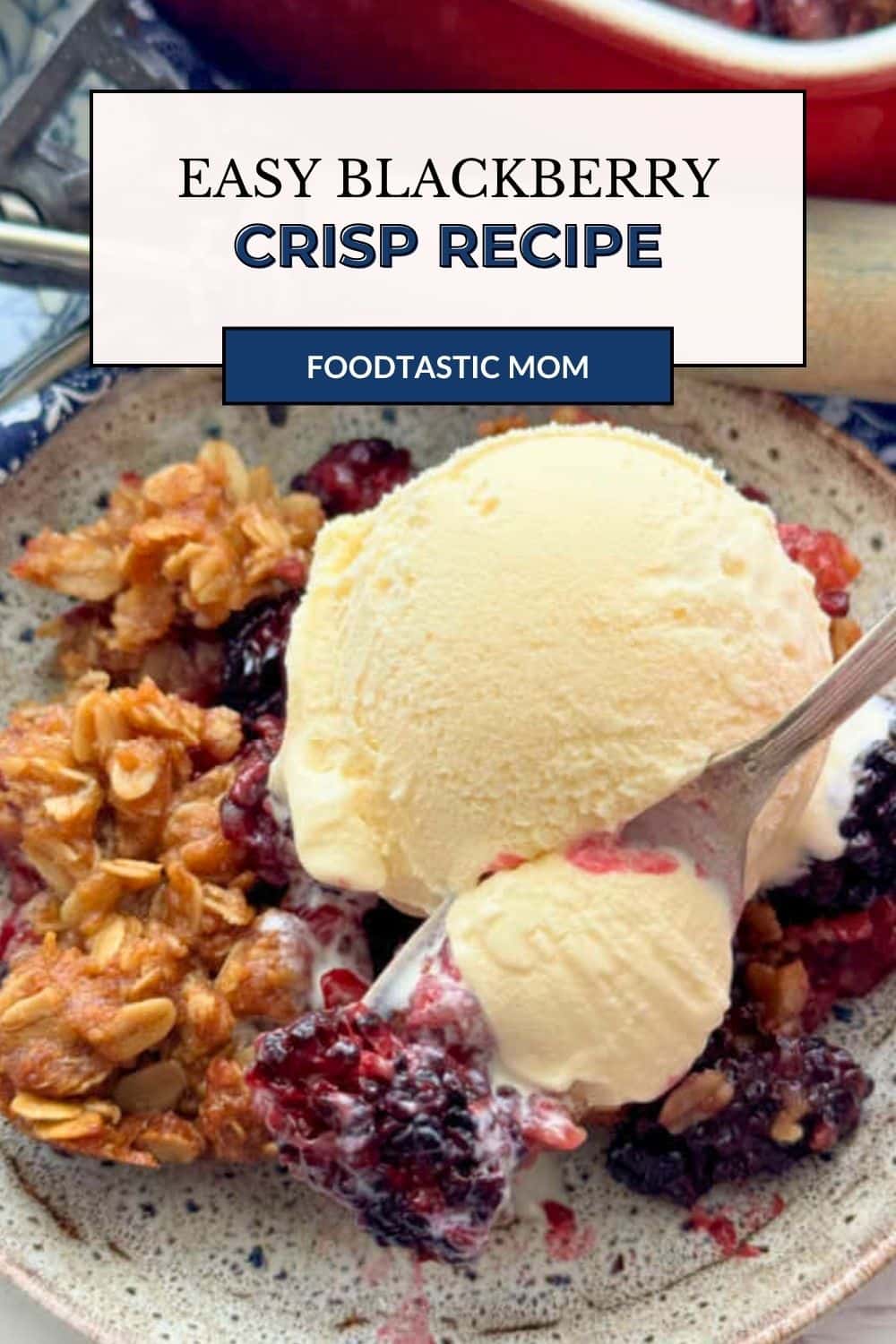 There's nothing like indulging in my Blackberry Crisp, with the best crunchy oat topping, fresh blackberries and a big scoop of vanilla ice cream. via @foodtasticmom