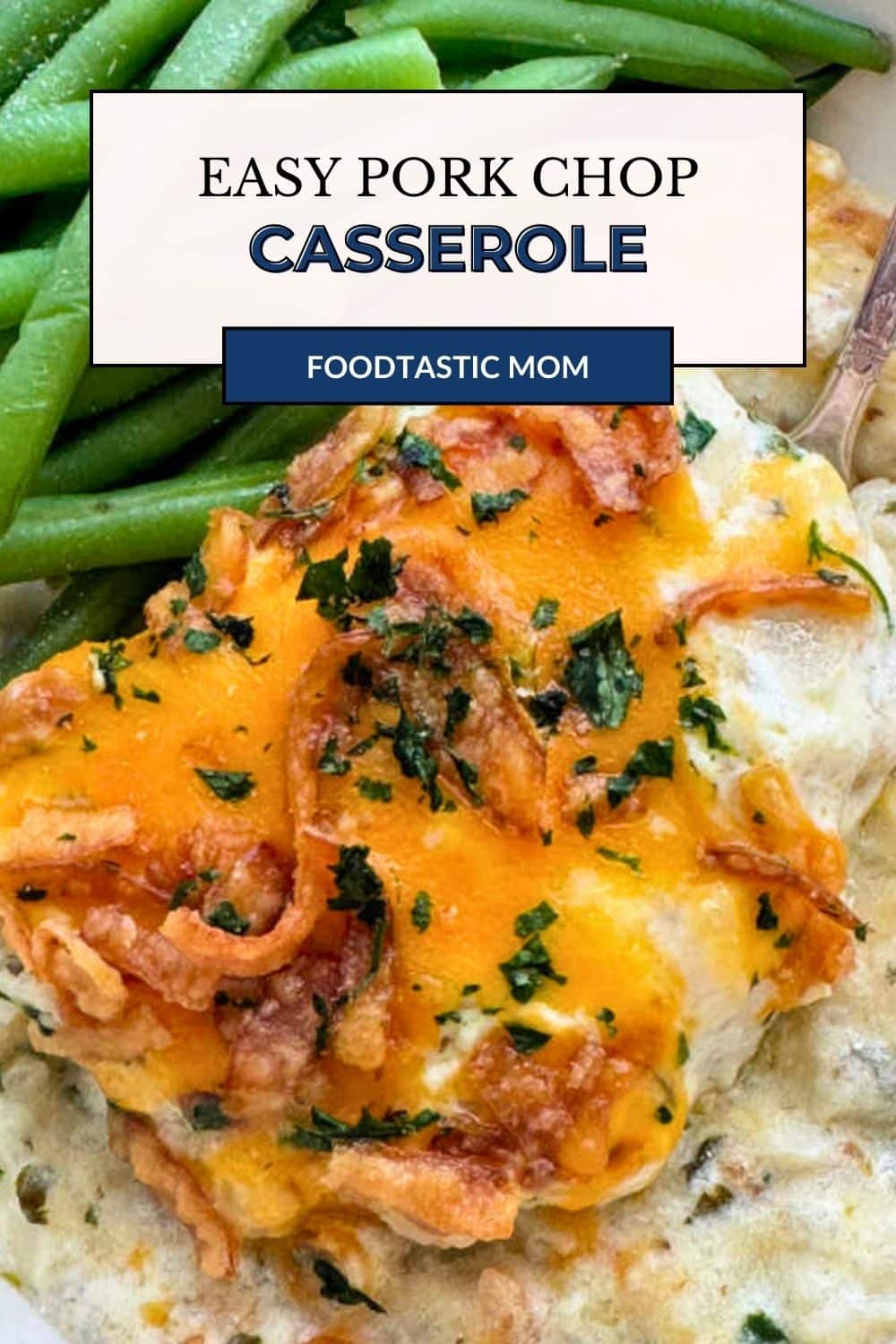 My pork chop casserole recipe layers boneless pork chops with potatoes in a luscious sour cream sauce. It's an easy and inexpensive dinner! via @foodtasticmom