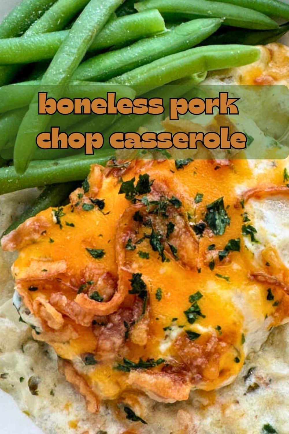 My pork chop casserole recipe layers boneless pork chops with potatoes in a luscious sour cream sauce. It's an easy and inexpensive dinner! via @foodtasticmom