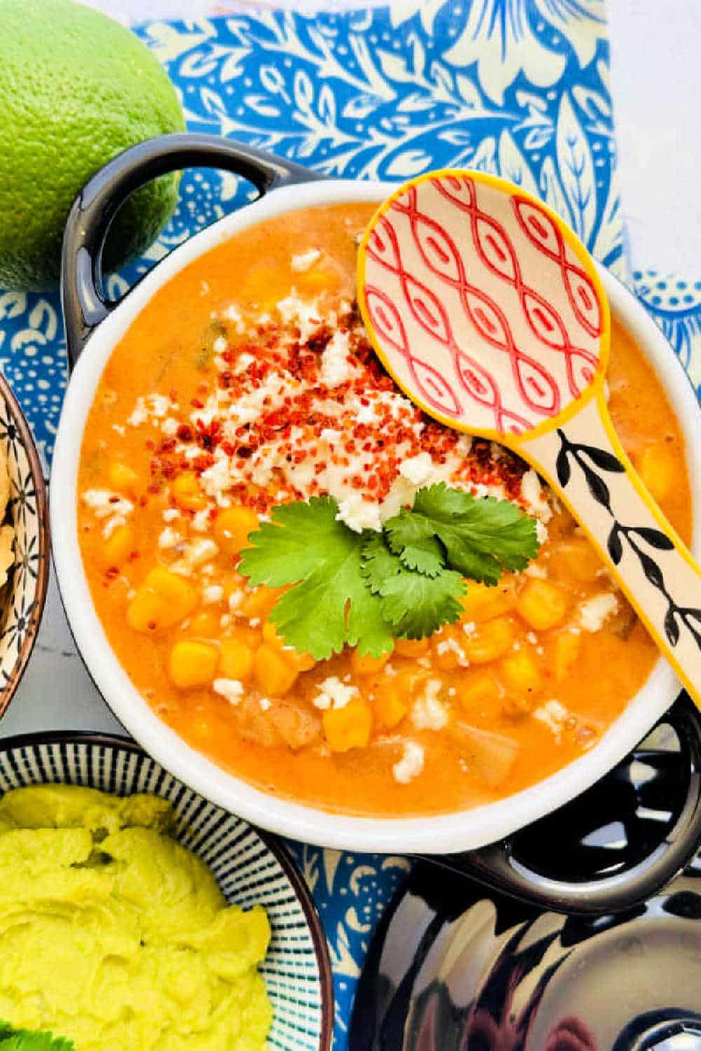 My recipe for Mexican Street Corn Chowder uses some short cuts but still has all the delicious flavors of elote in an easy hearty soup. via @foodtasticmom
