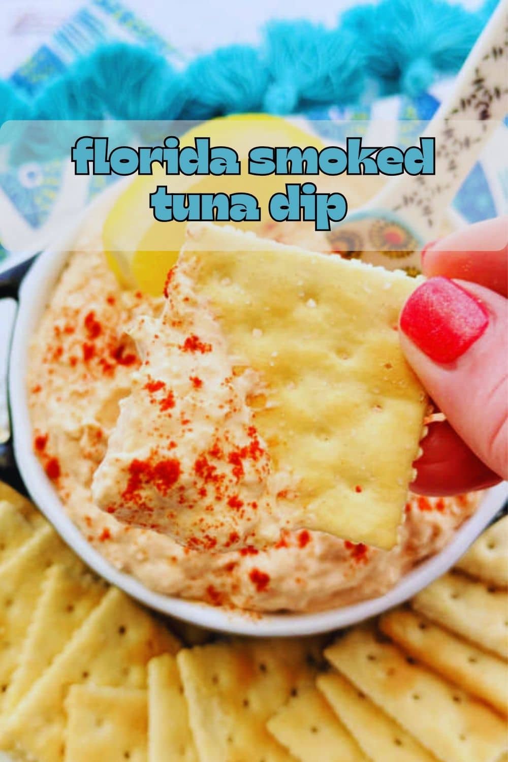 My smoked tuna dip recipe is quick to make and perfect for snacking by the pool. High in protein, it's a Florida summer favorite. via @foodtasticmom