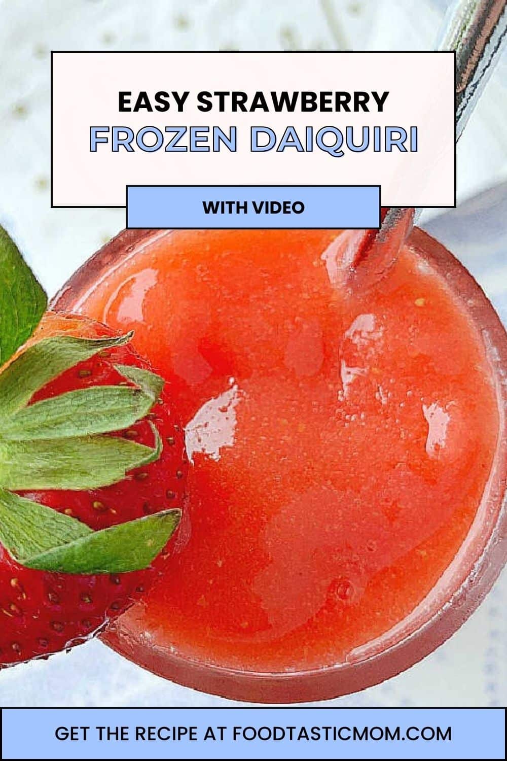 The best strawberry daiquiri is made with simple ingredients - frozen berries, the best rum, strawberry jam, powdered sugar and cardamom. via @foodtasticmom