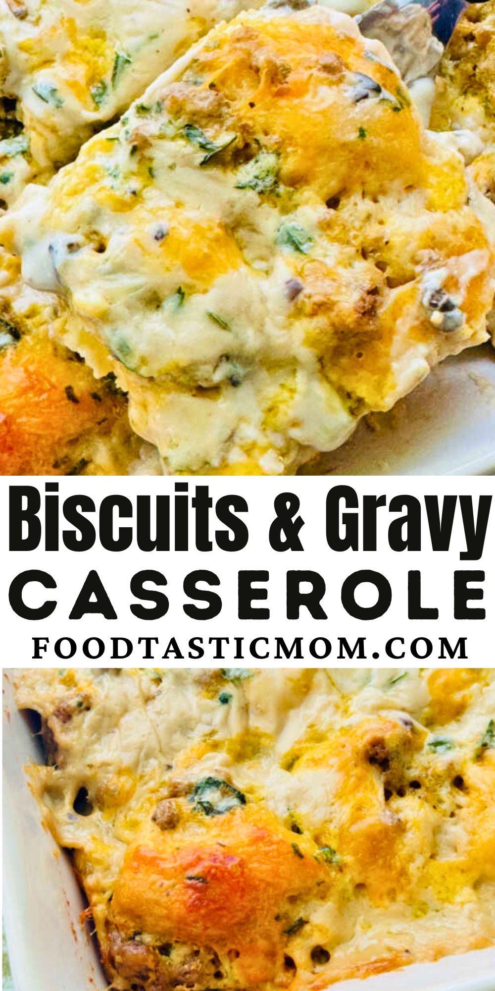 This easy sausage biscuits and gravy casserole recipe will be an absolute hit for either a special occasion or lazy weekend morning. via @foodtasticmom