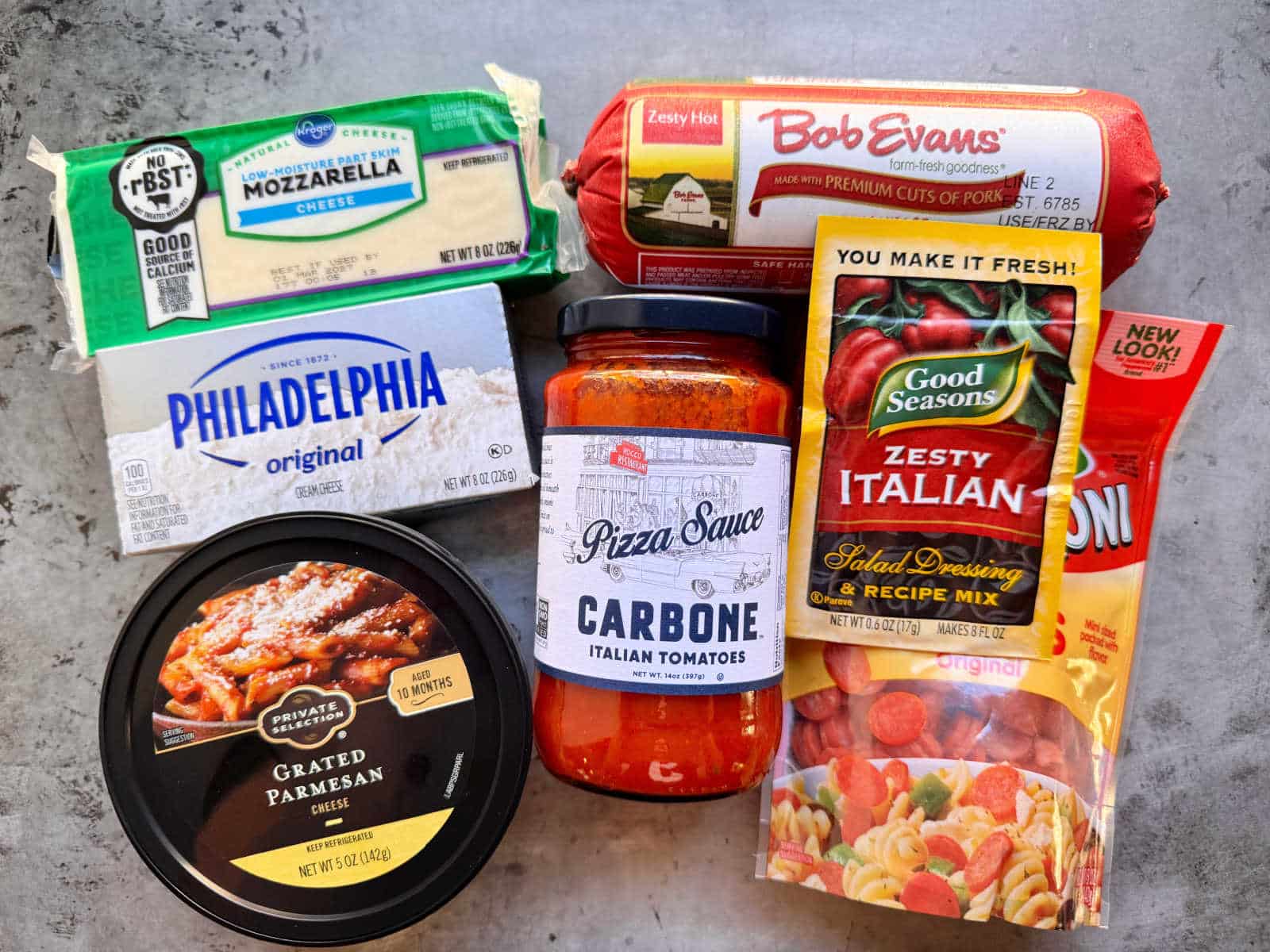 picture of ingredients needed to make pizza dip