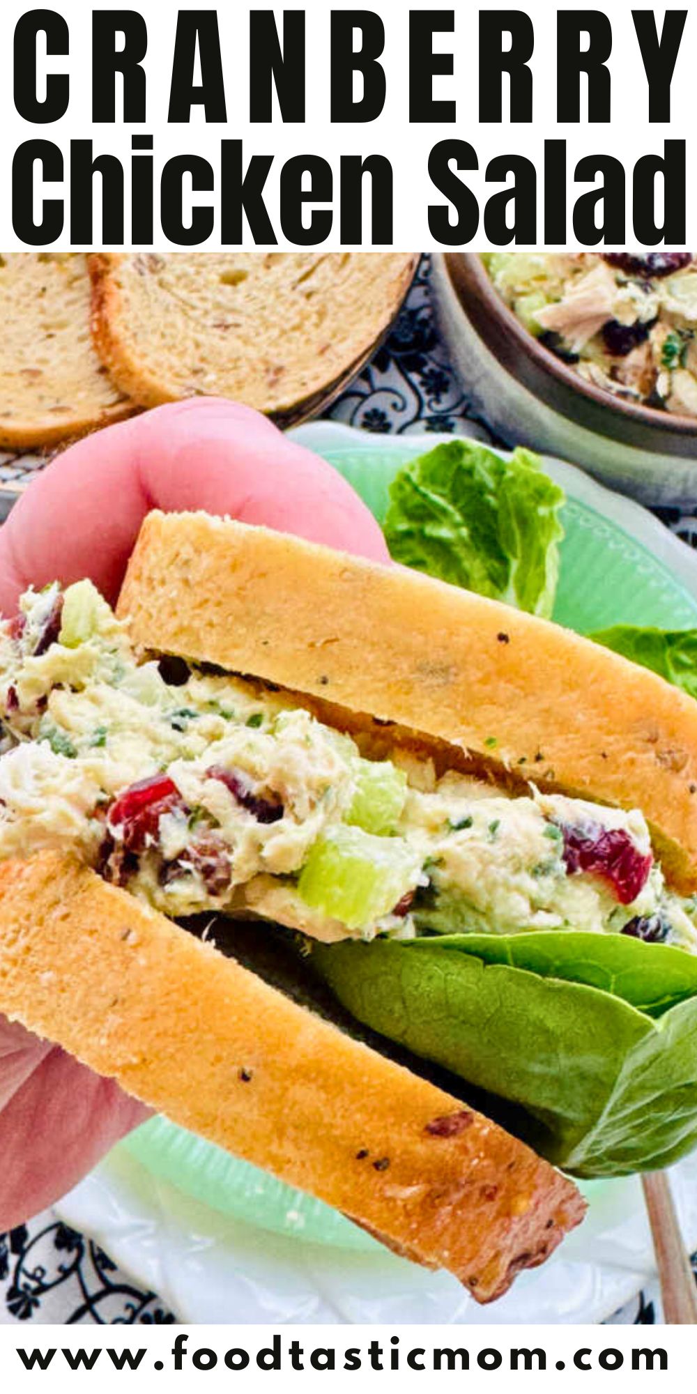 Perfect for meal prep this easy cranberry chicken salad recipe uses rotisserie chicken. Serve on a bed of lettuce or use it for sandwich filling. via @foodtasticmom