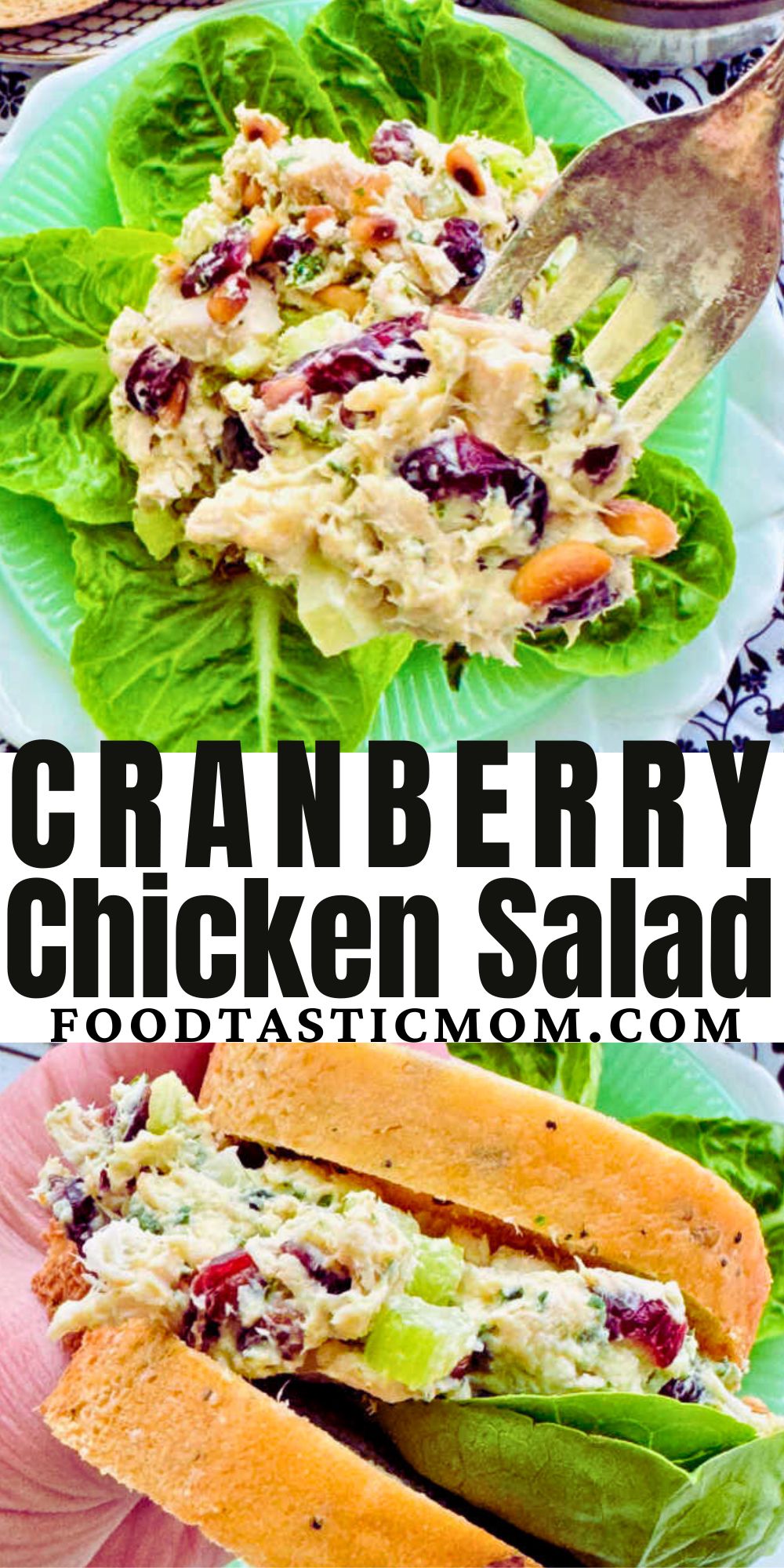 Perfect for meal prep this easy cranberry chicken salad recipe uses rotisserie chicken. Serve on a bed of lettuce or use it for sandwich filling. via @foodtasticmom