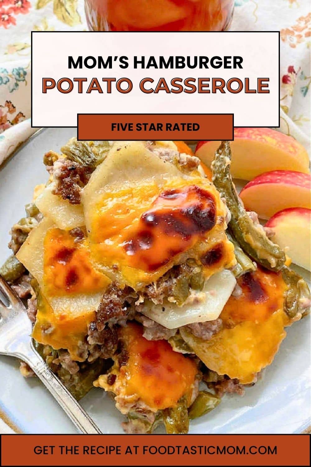 Hamburger Potato Casserole combines potatoes with ground beef and green beans in a velvety cheese sauce. It is pure comfort food. via @foodtasticmom