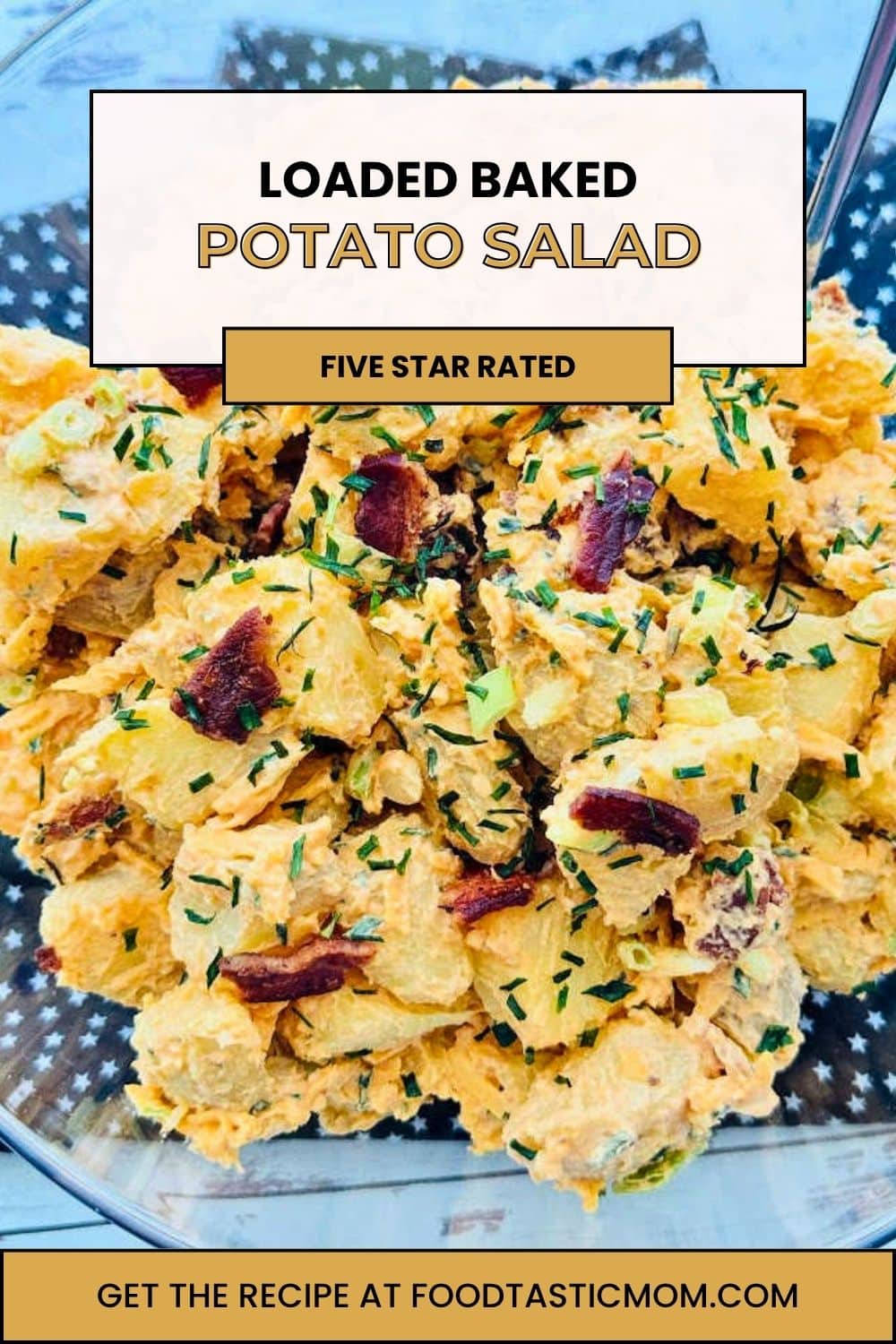 Easy loaded baked potato salad recipe is the perfect side dish for your next BBQ. Its hearty flavor is just right to pair with grilled meats. via @foodtasticmom