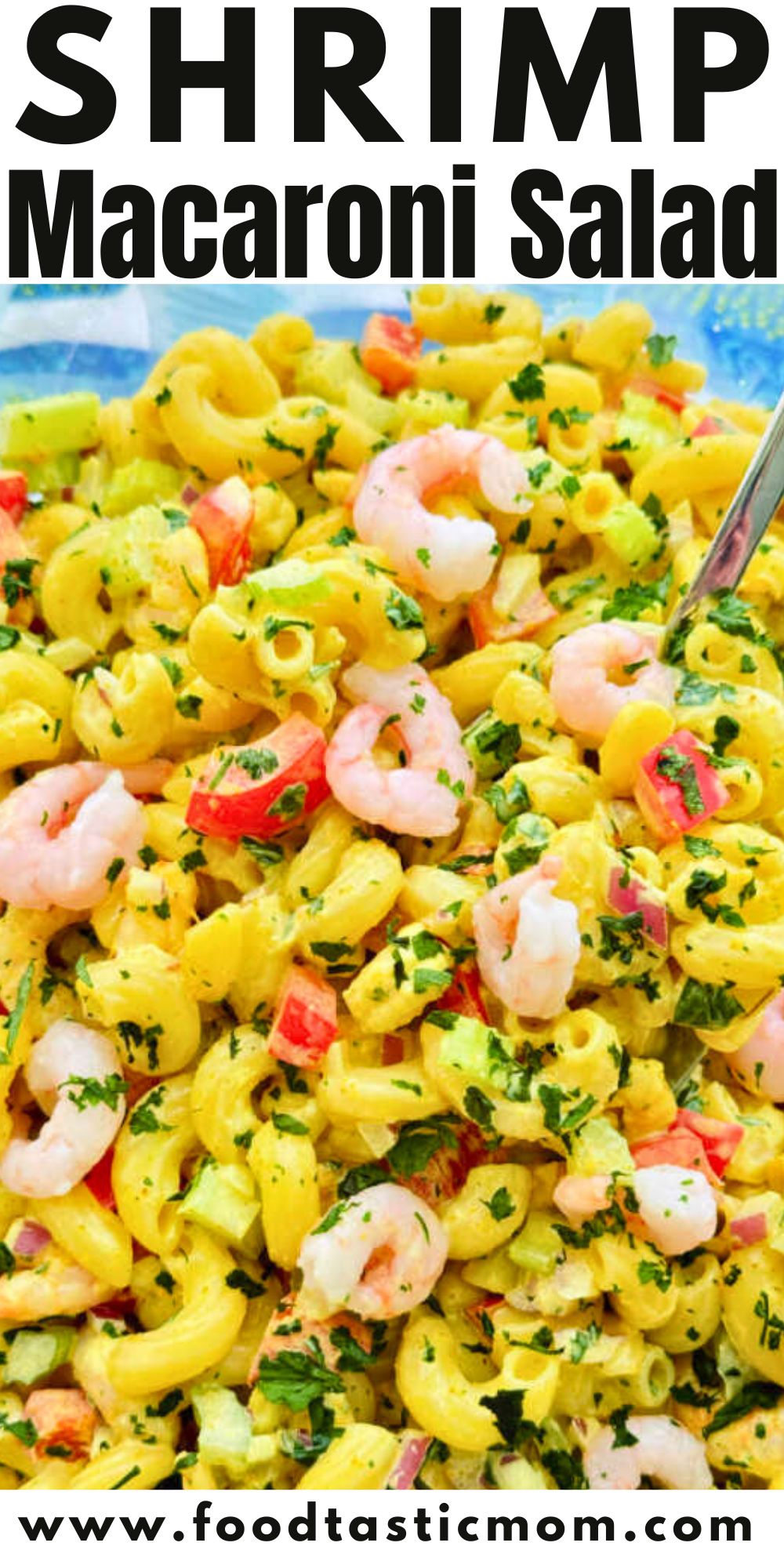 Learn how to make my easy shrimp macaroni pasta salad recipe that has a bright and flavorful curry, apricot and lemon dressing. via @foodtasticmom