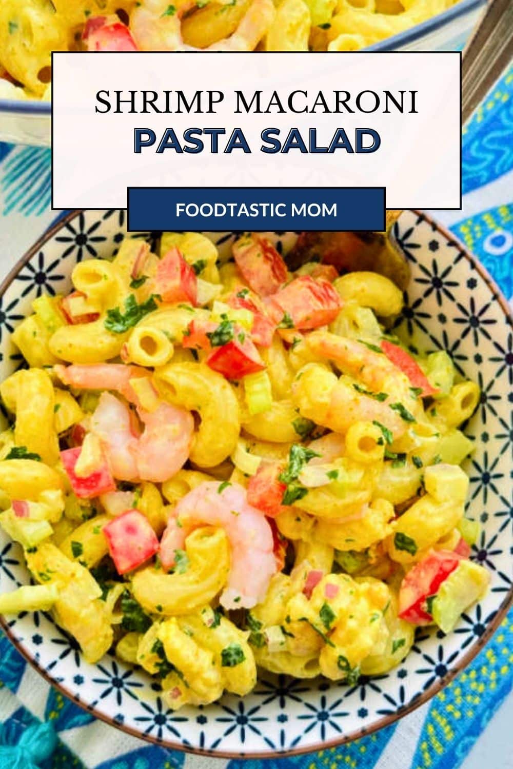 Learn how to make my easy shrimp macaroni pasta salad recipe that has a bright and flavorful curry, apricot and lemon dressing. via @foodtasticmom