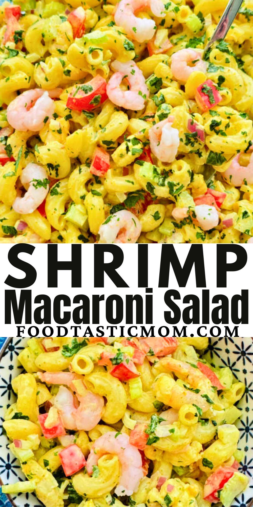 Learn how to make my easy shrimp macaroni pasta salad recipe that has a bright and flavorful curry, apricot and lemon dressing. via @foodtasticmom