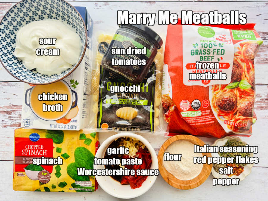 picture of ingredients needed to make marry me meatballs