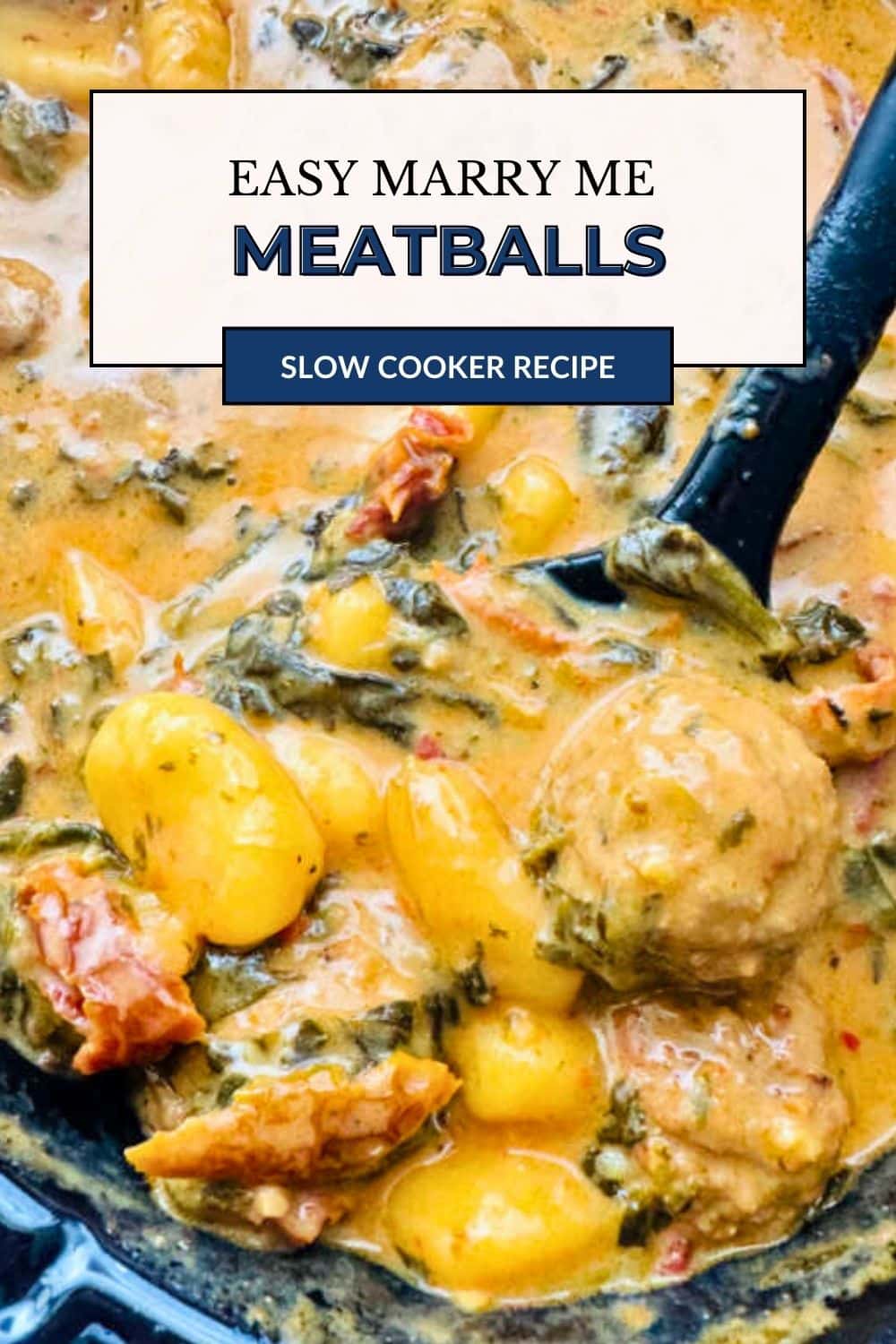 Marry Me Meatballs are easy to make with frozen meatballs and gnocchi drenched with creamy sun-dried tomato sauce. via @foodtasticmom