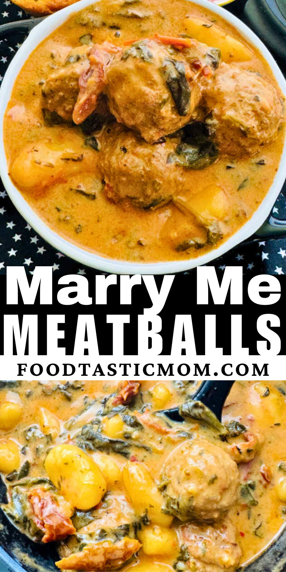 Marry Me Meatballs are easy to make with frozen meatballs and gnocchi drenched with creamy sun-dried tomato sauce. via @foodtasticmom