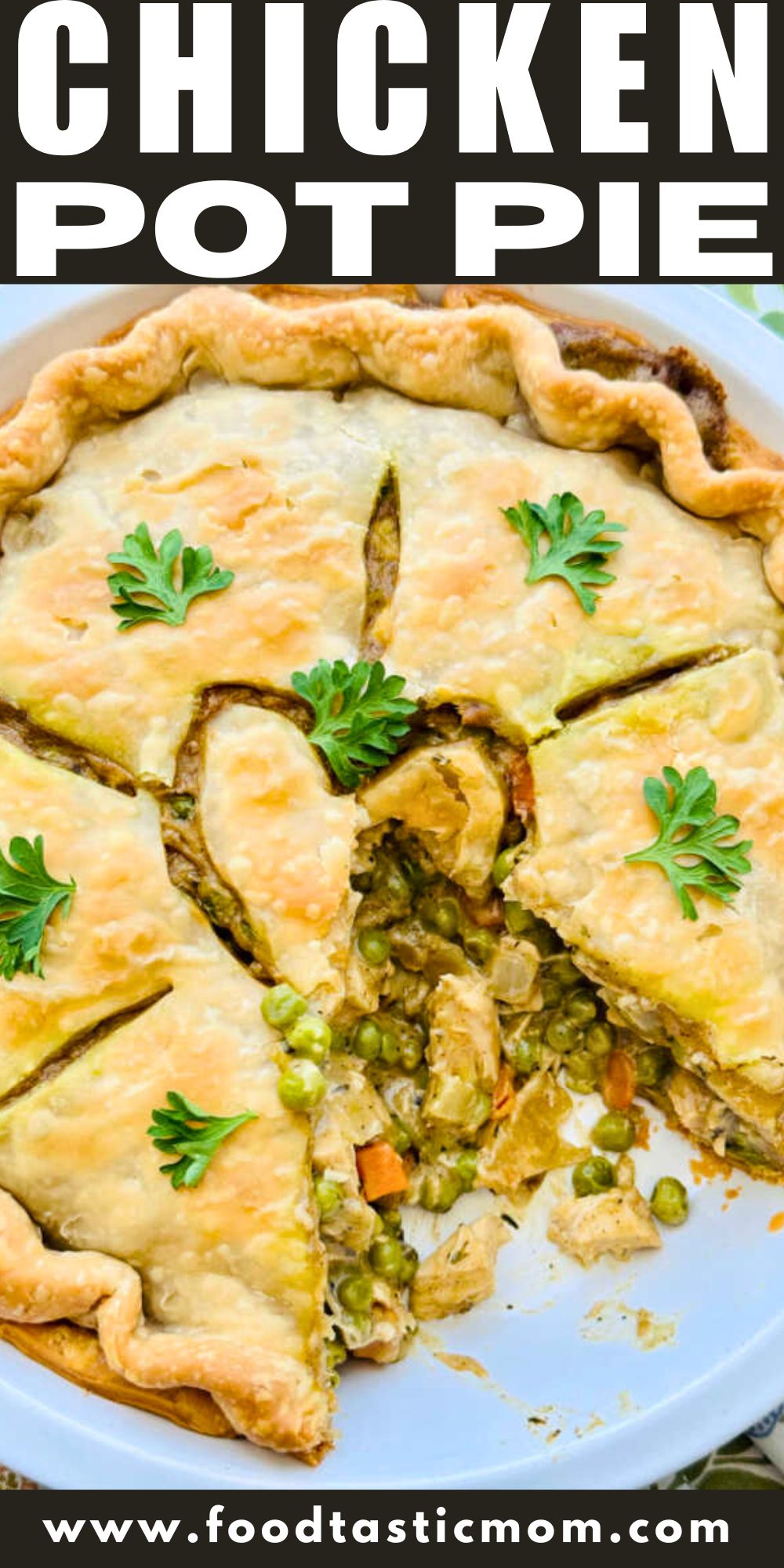 This is easy chicken pot pie recipe is the ultimate comfort food. Using short cuts like rotisserie chicken for a quick, comforting dinner. via @foodtasticmom