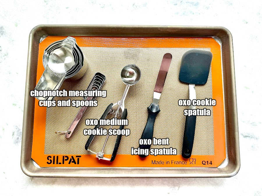 a picture of kitchen tools needed to bake the best oatmeal cookies