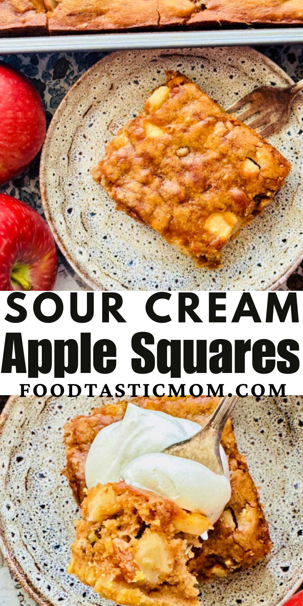 My mom's easy sour cream apple squares recipe is a vintage fresh apple cake with a delightfully crunchy crust your entire family will love. via @foodtasticmom