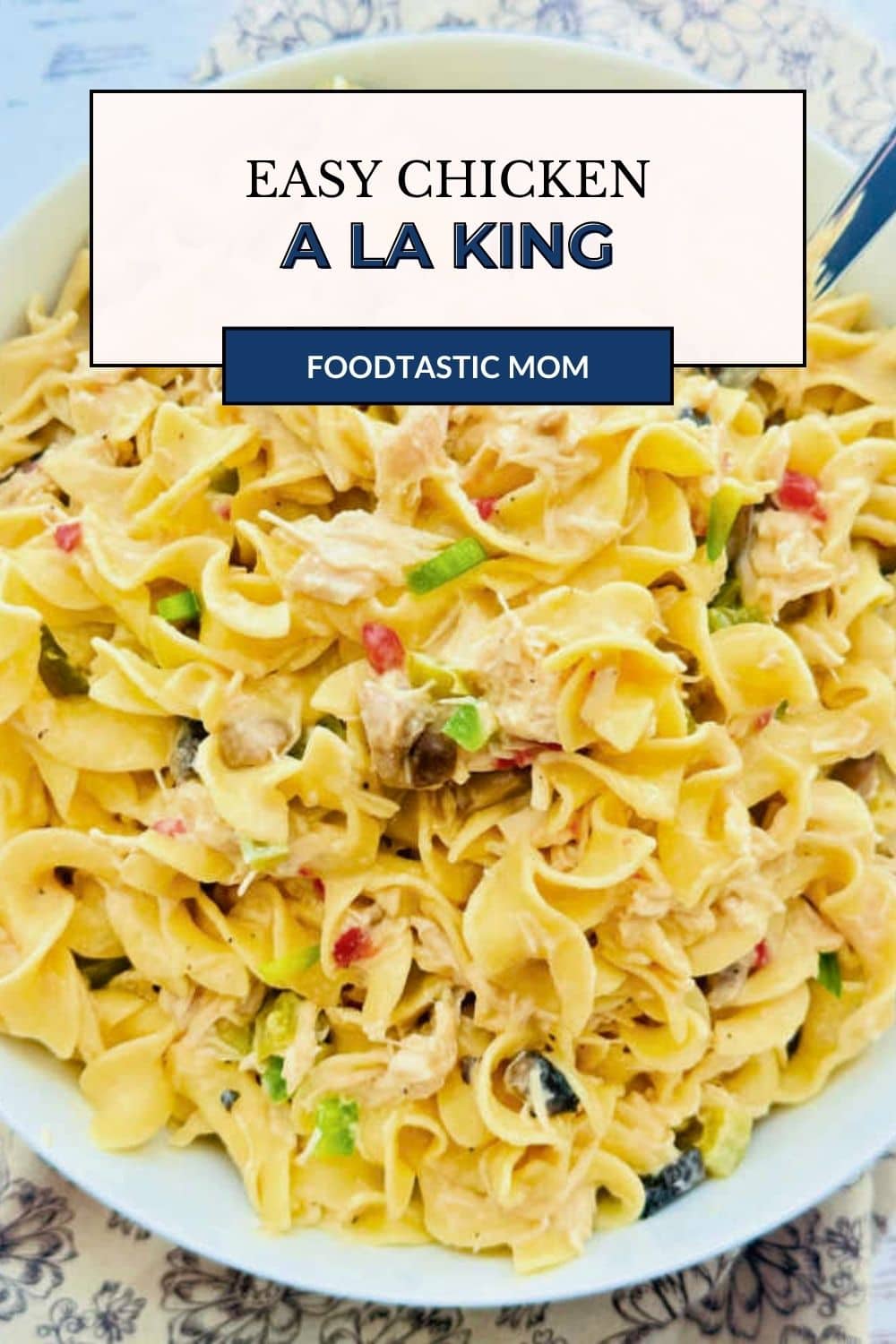 This quick and comforting chicken a la king recipe uses help from rotisserie chicken and canned vegetables. It's comfort food for busy weeknights. via @foodtasticmom