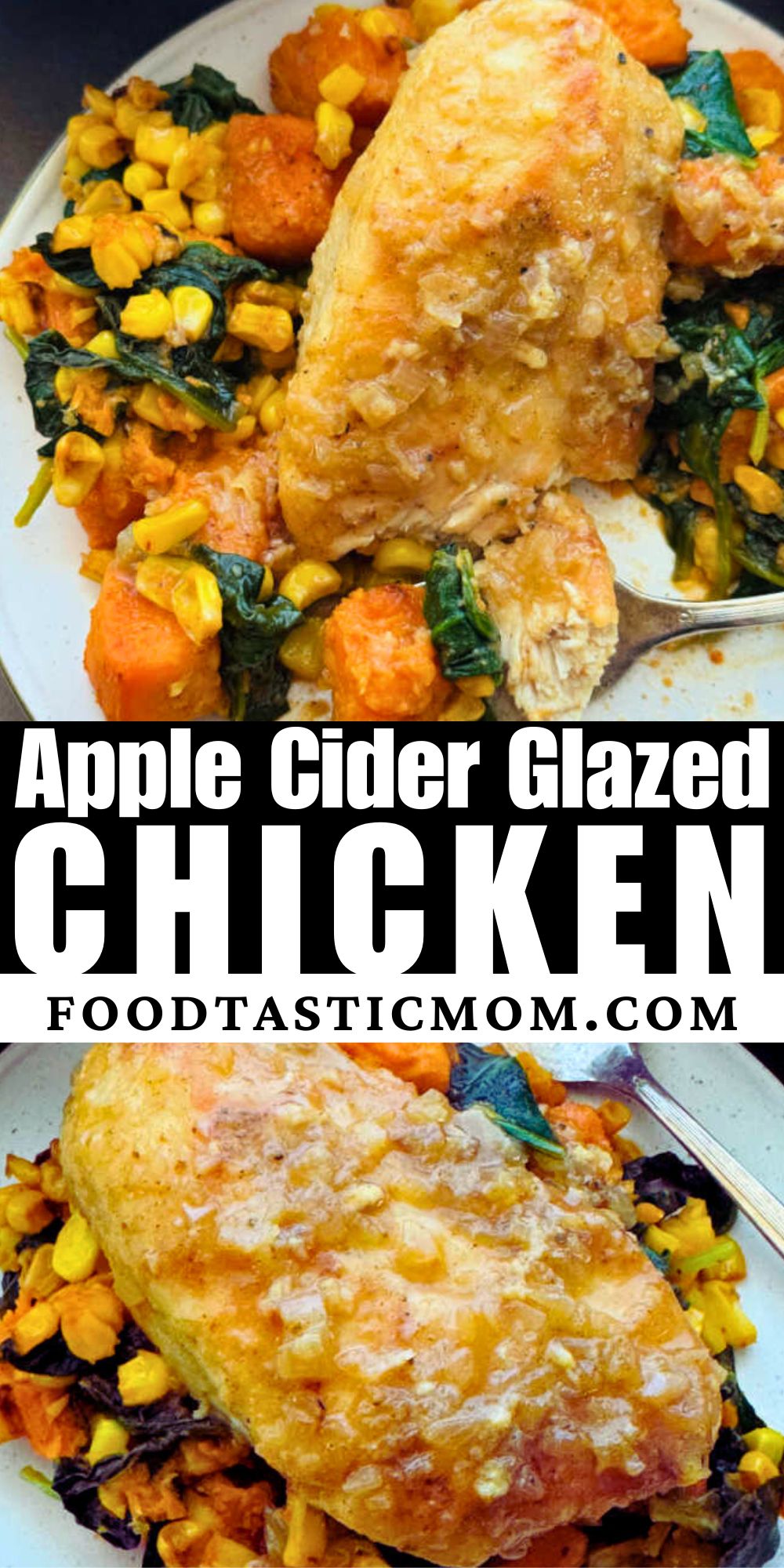 This quick apple cider glazed chicken breasts recipe is a perfect fall dinner. It can work both as a weeknight meal or dinner party stunner. via @foodtasticmom