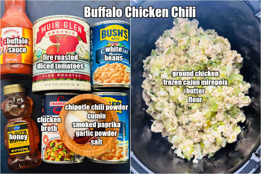 picture of ingredients needed to make buffalo chicken chili
