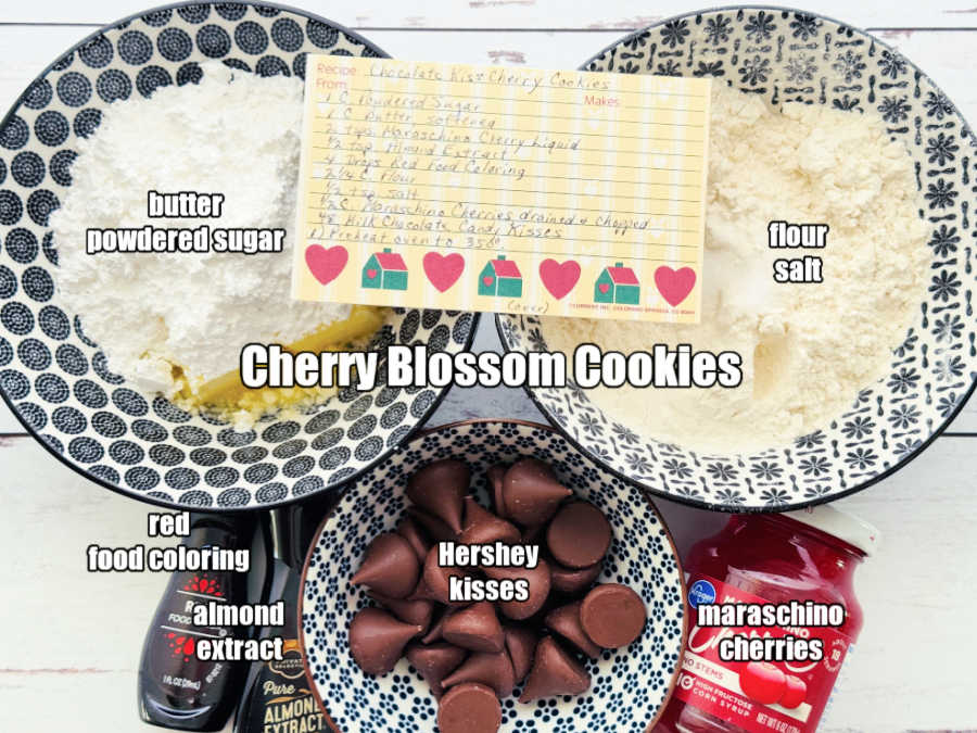 picture of ingredients needed to make cherry blossom cookies