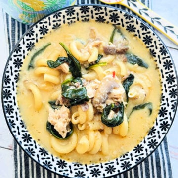 This creamy one pot white chicken lasagna soup recipe is a quick and easy meal the whole family will love. It's perfect for chilly days.