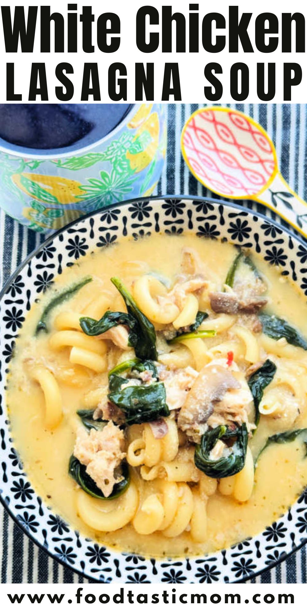 This creamy one pot white chicken lasagna soup recipe is a quick and easy meal the whole family will love. It's perfect for chilly days. via @foodtasticmom
