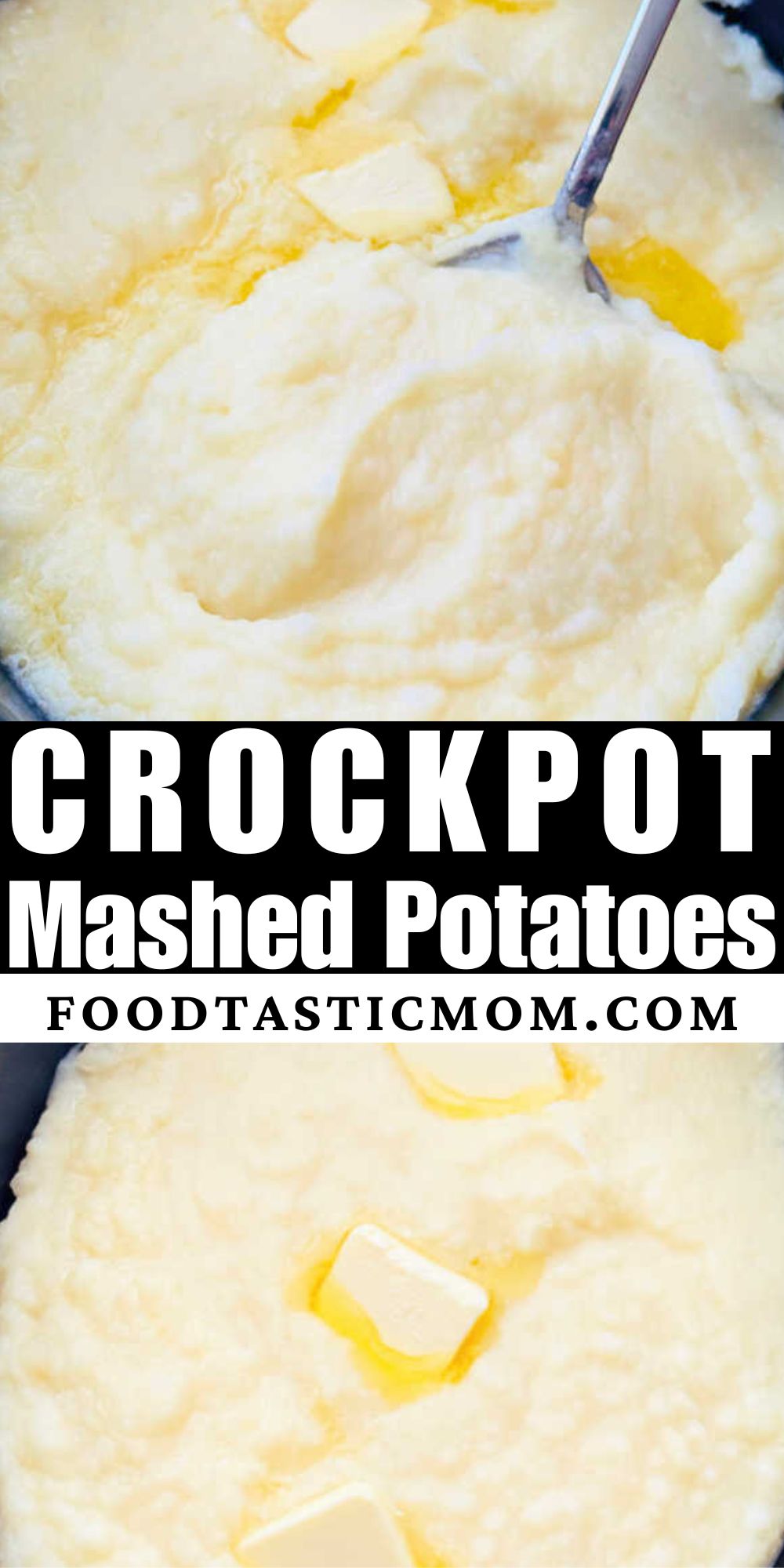 This easy creamy no boil Crockpot Mashed Potatoes recipe frees up oven space without sacrificing flavor. They are so delicious! via @foodtasticmom