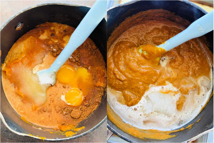 showing how to cook the pumpkin for pumpkin torte