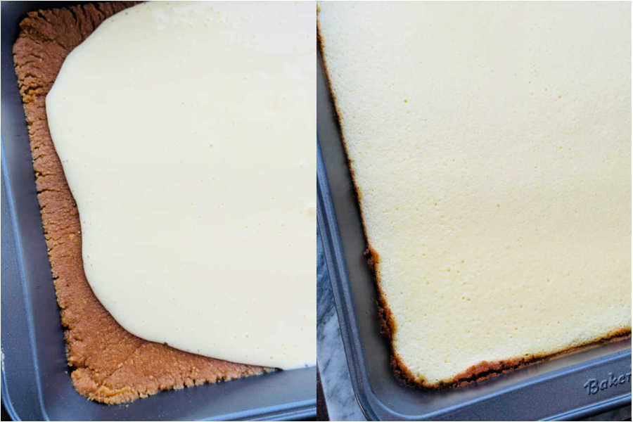 showing how to make the cream cheese layer